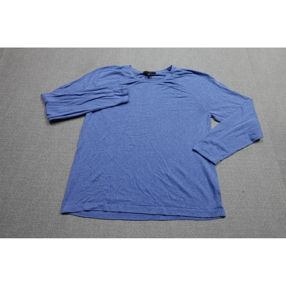 Banana Republic Sweater Mens Medium Blue Silk Linen Lightweight Crewneck Soft